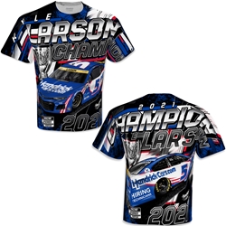 Kyle Larson 2021 Cup Series Champ Sublimated Total Print Tee Kyle Larson, champ, tee, sublimated